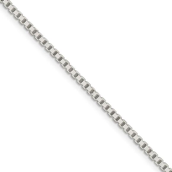 1.9mm Sterling Silver Solid Box Chain Necklace 26 Inch
